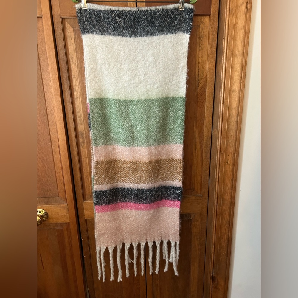 Thick Chunky Soft Fringed Striped Scarf - Major Frazzled English Woman Vibes